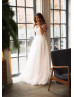 Cap Sleeve Ivory Tulle Butterfly Keyhole Back Wedding Dress